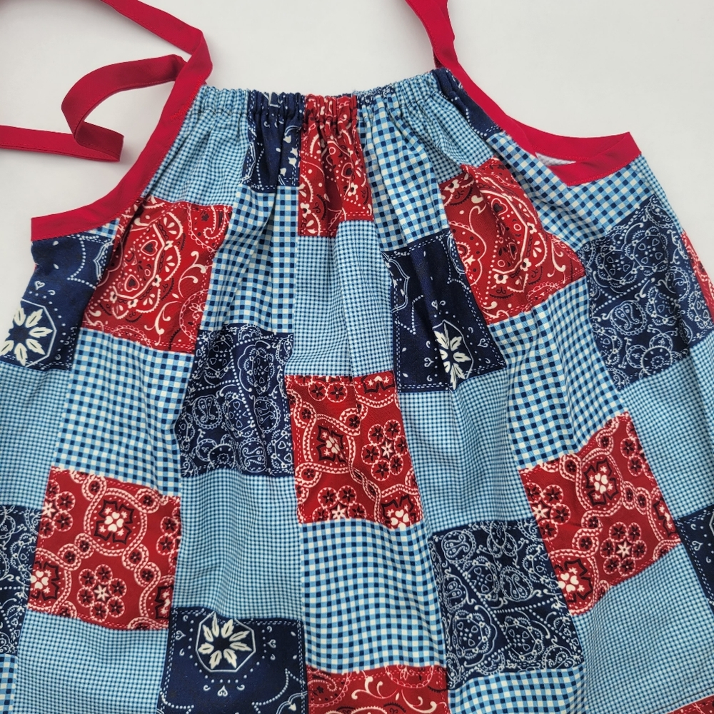 Michael Miller Bandana Patchwork Red/ Blue toddler Dress - Picture 5 of 6